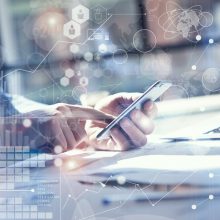 Man,Use,Smartphone,Hand,touch,Screen.project,Manager,Researching,Process.business,Team,Work