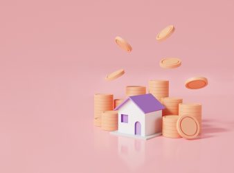Coins,Stack,And,Home,On,Pink,Pastel,Background.,Business,Loans