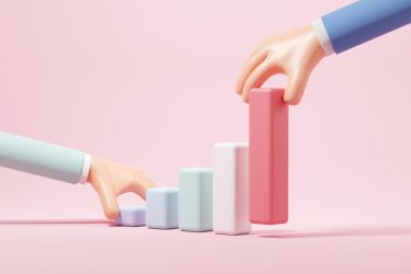 Business,Hand,Arranging,Growing,Bars,Graphic,,3d,Render,,Progress,Way