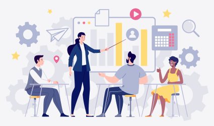 Concept,Of,Staff,Training,,Meeting,,Business,,Teamwork.,Vector,Illustration,In