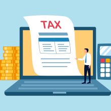 Tax,Online,Payment,Concept,Vector,Illustration.,Financial,Analysis,Report,And