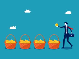 Businessman,Collecting,Money,Or,Distributing,Assets,In,Various,Places.,Risk