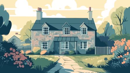 British,Countryside,,English,Country,Garden,,Flat,Vector,Illustration,,Eps,10.