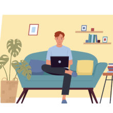Stay,At,Home.,Young,Man,Working,On,Laptop,Computer,At