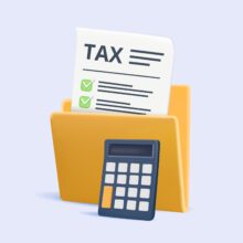 3d,Tax,Paying,Icon,With,Folder,And,Calculator,3d,Vector