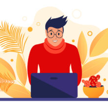 Young,Guy,Working,At,A,Computer.,Online,Education.,Freelance,Worker,