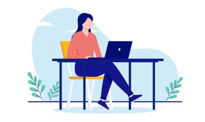 Woman,Working,On,Computer,At,Desk,-,Businesswoman,In,Casual