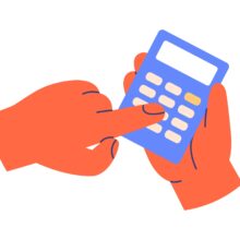 Hand,Holding,,Using,Calculator,Icon.,Accountant,Calculating,Finance,,Counting,,Pressing