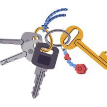 Door,Keys.,Modern,Keys,Bunch,With,Cute,Keychain,,Real,Estate