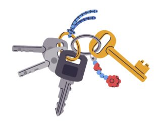 Door,Keys.,Modern,Keys,Bunch,With,Cute,Keychain,,Real,Estate