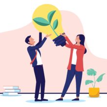 Sustainable,Green,Business,-,Businessman,And,Businesswoman,With,Big,Environmental