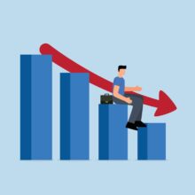 Economic,Recession,,Business,Owner,Seated,On,A,Falling,Down,Bar